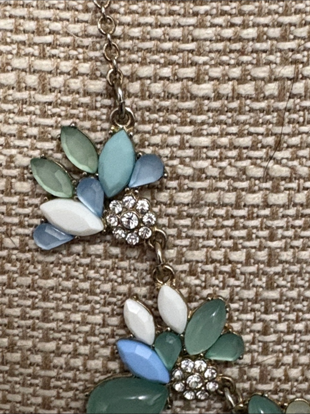 Statement Pastel Floral Necklace and Earrings Set - Mint, Light Blue & White - Picture 5 of 8